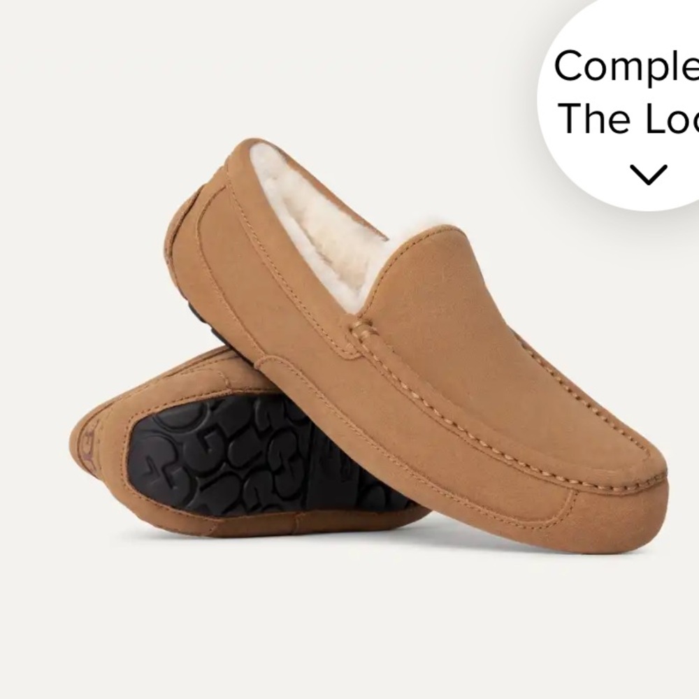 UGG] Brown leather Suede Slip-Ons Driving shoes